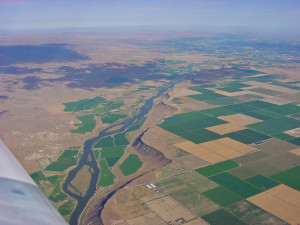 Os campos irrigados de Idaho, a caminho de Portland.